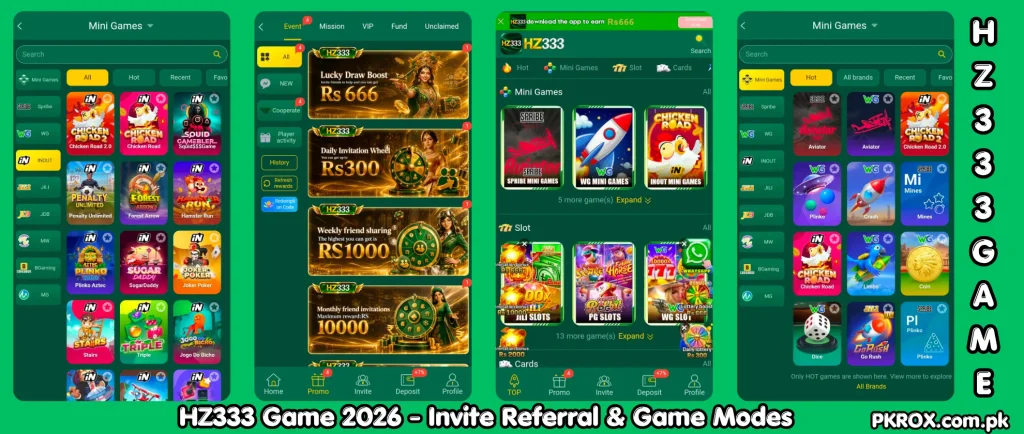 HZ333 Game modes and available play options